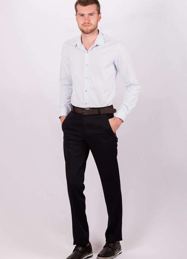 Barezy - Calça Social Barezy Slim Strech Azul Marinho Azul