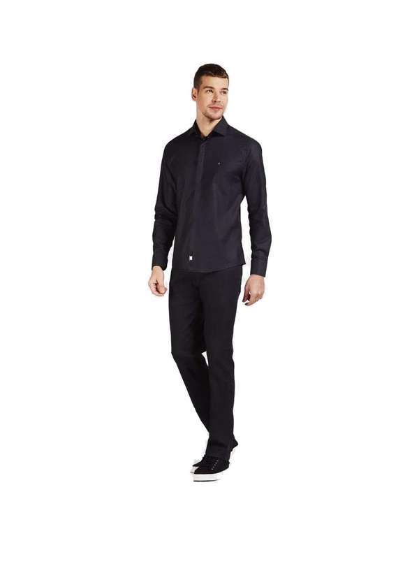 Aramis - Camisa Aramis Cetim Super Slim Night Preto Preto