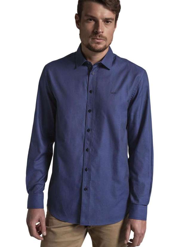 Hangar 33 - Camisa Comfort Hangar 33 Maquinetada Azul Azul