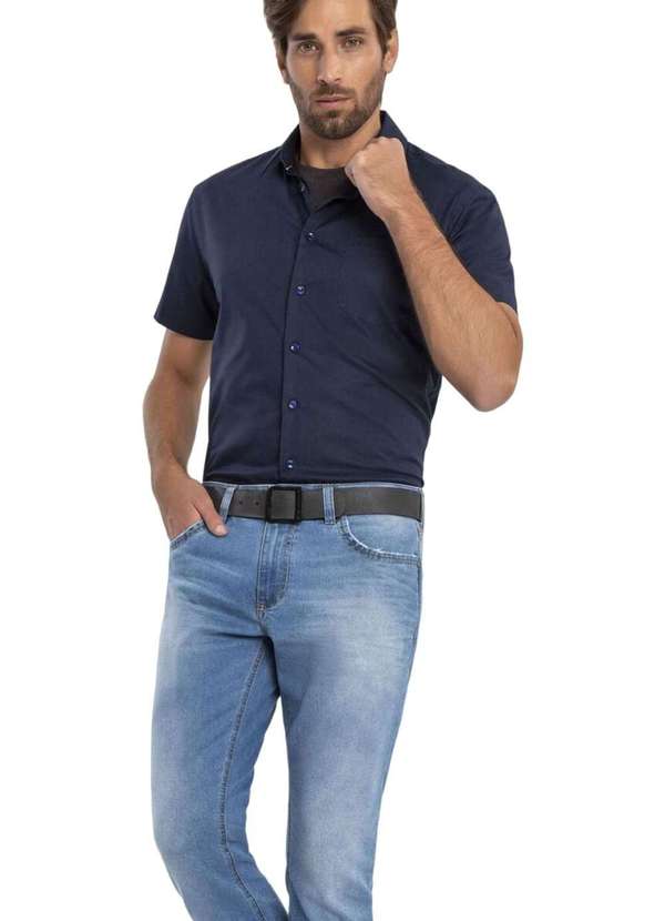 Hangar 33 - Camisa Hangar 33 Manga Curta Comfort Azul Marinho Azul 4