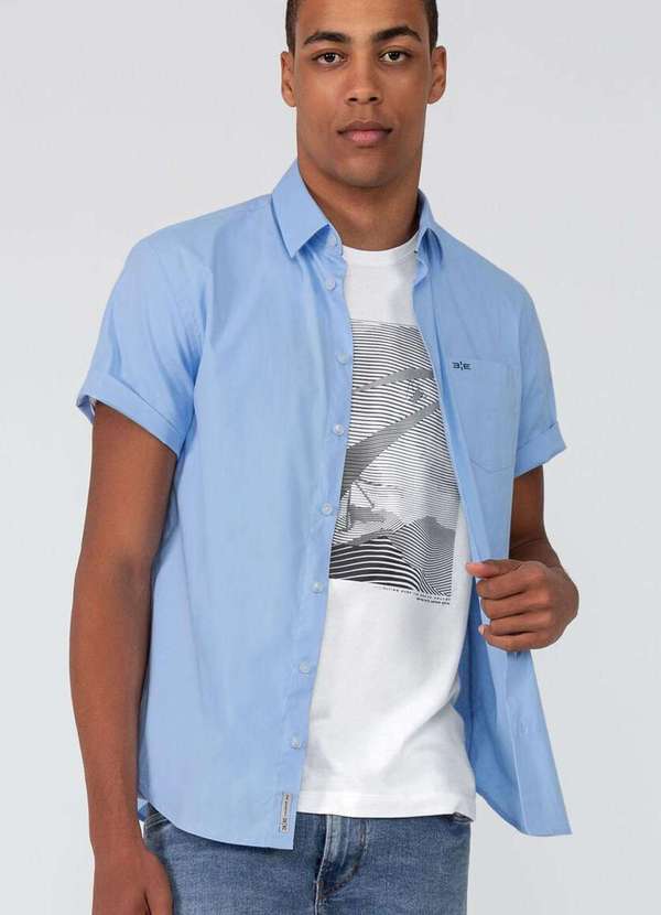 Hangar 33 - Camisa Hangar 33 Manga Curta Comfort Azul Azul 2