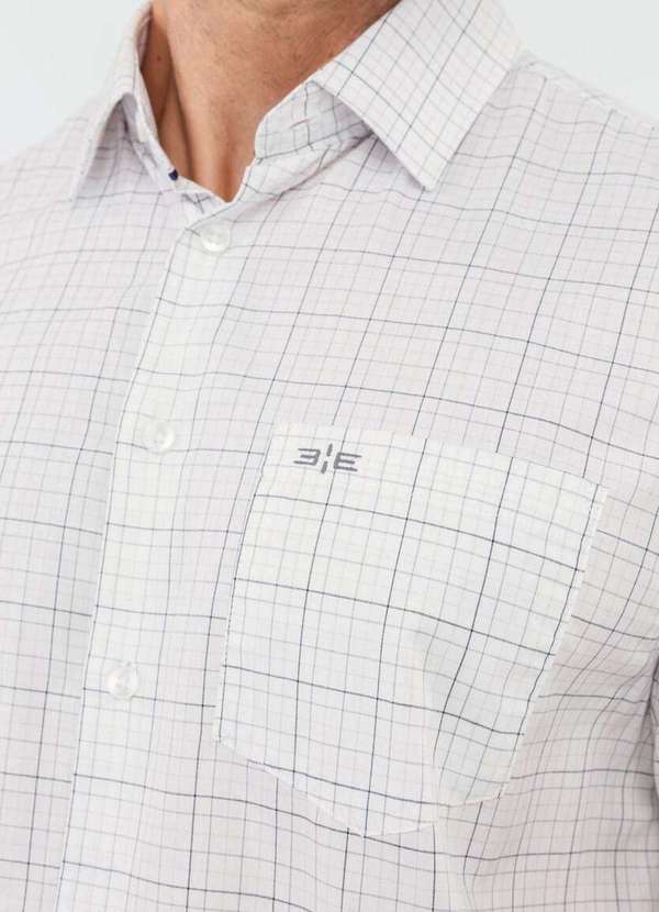 Hangar 33 - Camisa Hangar 33 Manga Curta Comfort Xadrez Branco Branco 2