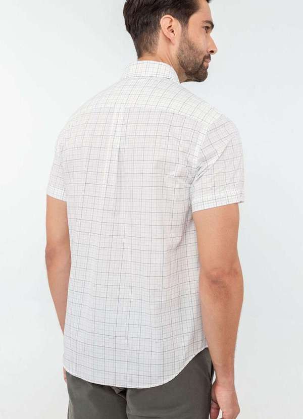 Hangar 33 - Camisa Hangar 33 Manga Curta Comfort Xadrez Branco Branco 3