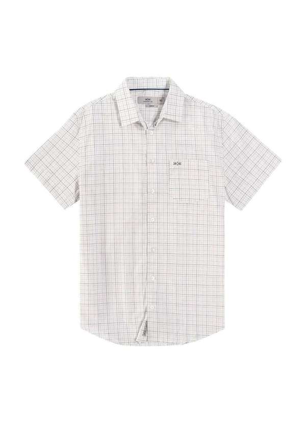 Hangar 33 - Camisa Hangar 33 Manga Curta Comfort Xadrez Branco Branco 5