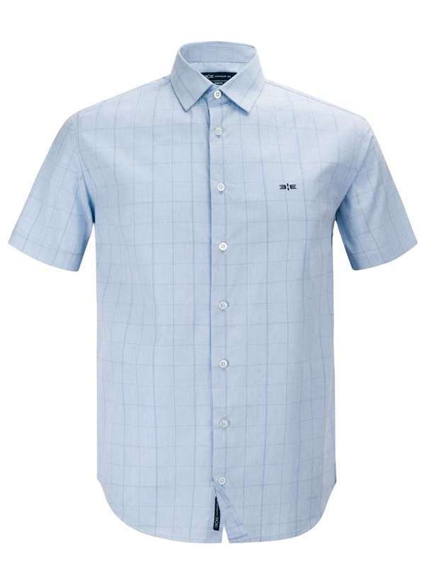Hangar 33 - Camisa Hangar 33 Manga Curta Slim Fit Azul Claro Azul