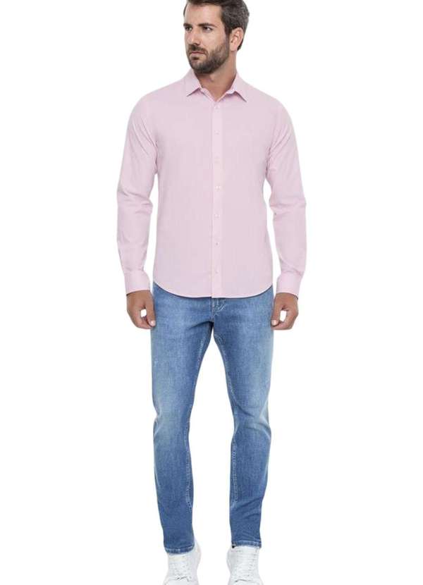 Hangar 33 - Camisa Hangar 33 Slim Fit Strech Rosa Rosa