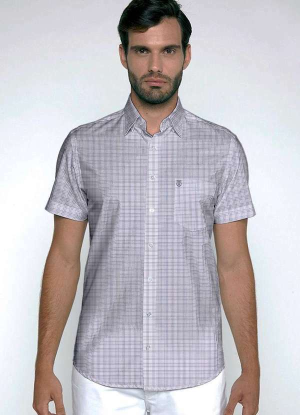 Individual - Camisa Individual Manga Curta Comfort Mix Fio Tinto Cinza Cinza