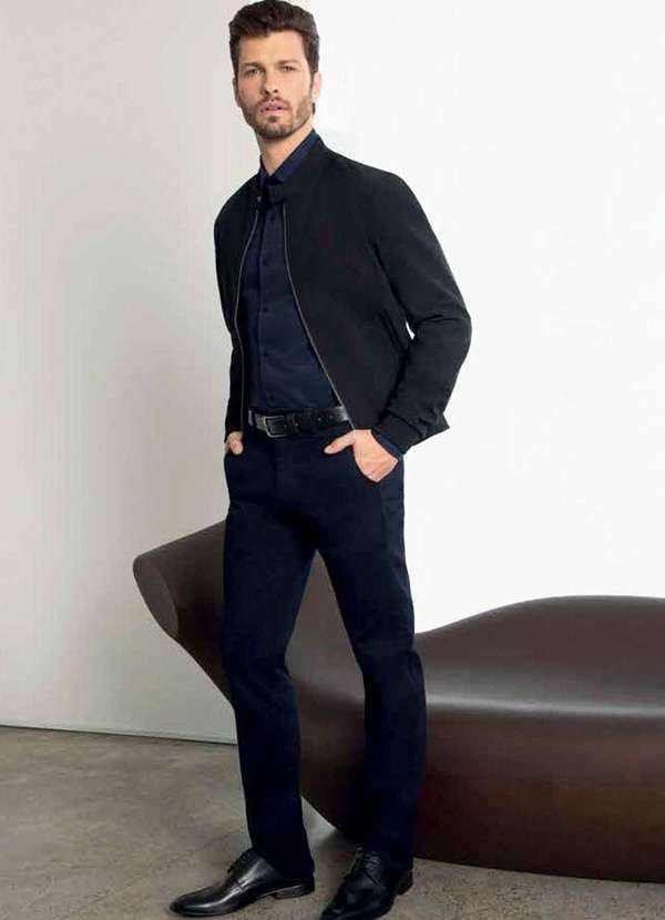 Individual - Camisa Individual Slim Fit Maquinetado Azul Marinho Azul