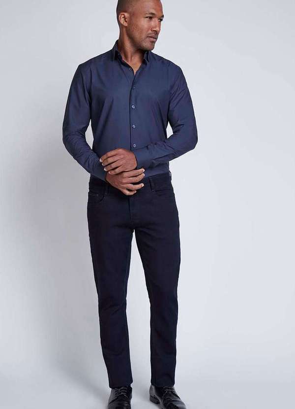 Individual - Camisa Individual Slim Fit Tricoline Azul Azul 4