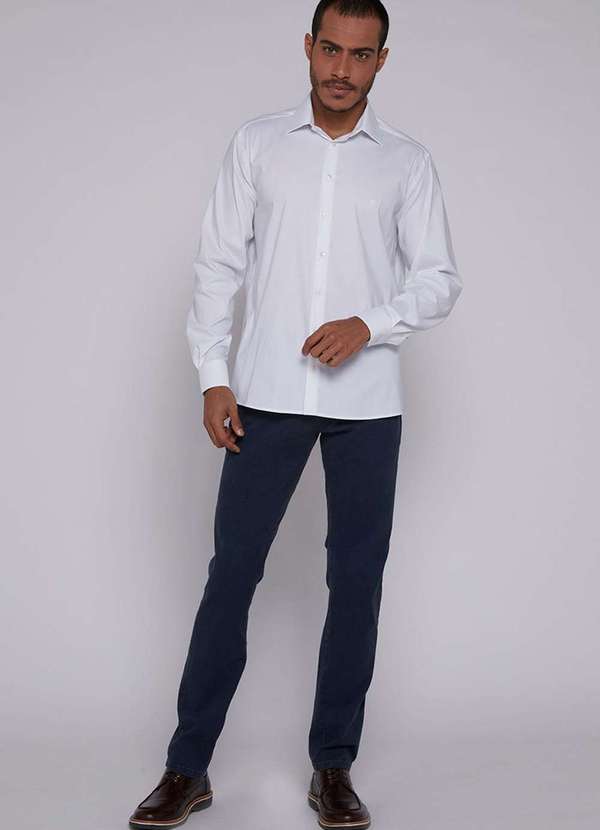 Individual - Camisa Individual Slim Fit Tricoline Branco Branco