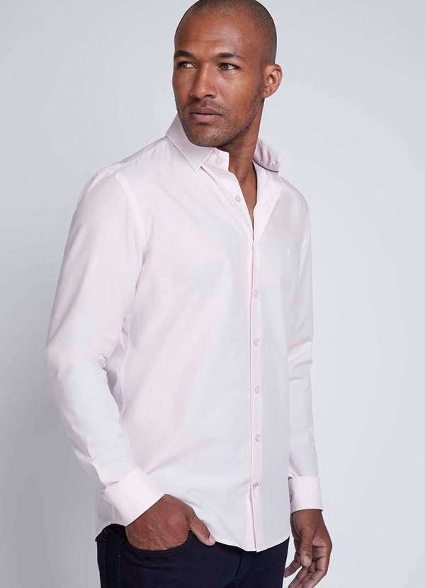 Individual - Camisa Individual Slim Fit Tricoline Rosa Rosa