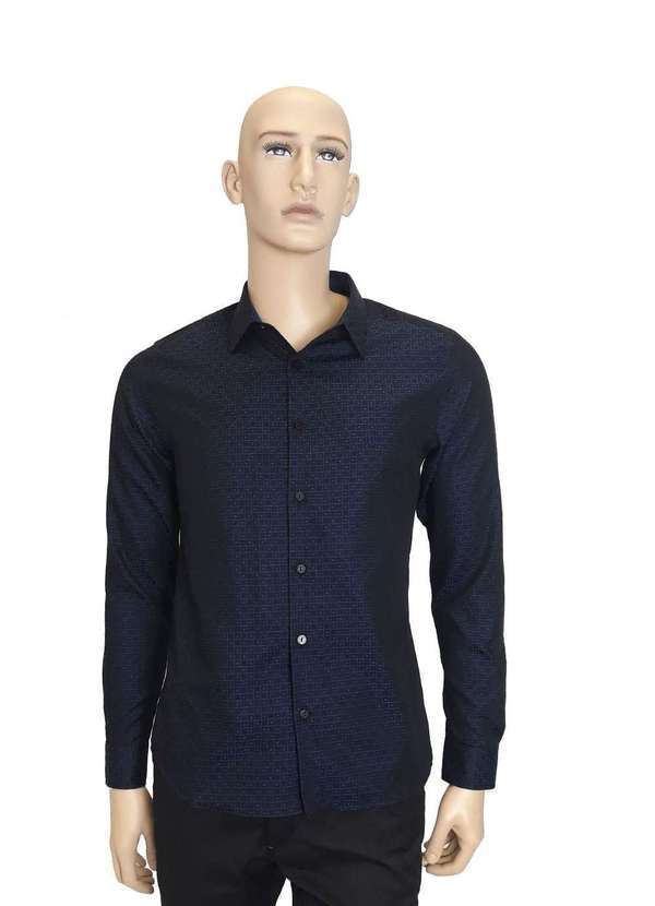 Individual - Camisa Individual Super Slim Maquinetada Azul Azul