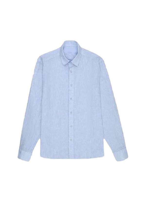Garm - Camisa Linho Manga Longa Azul Azul