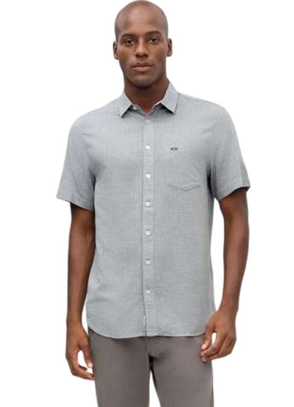 Hangar 33 - Camisa Manga Curta Hangar 33 Comfort com Bolso Cinza Cinza