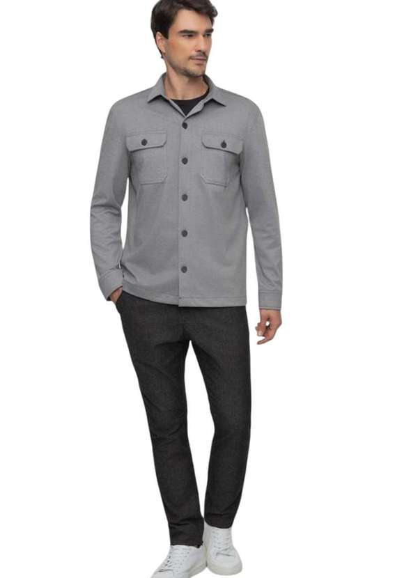 Hangar 33 - Camisa Overshirt Hangar 33 com Bolso Cinza Cinza