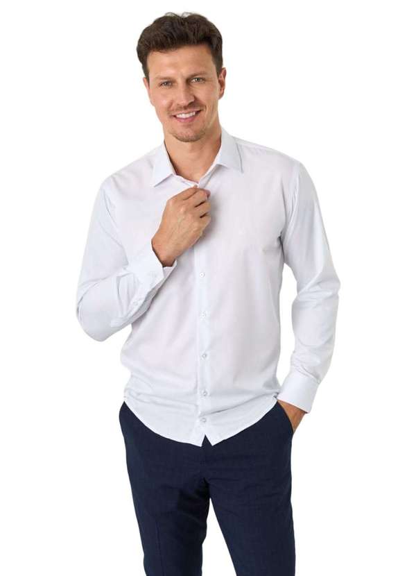 Delucca Classico - Camisa Slim Delucca Fio de Bambu Branco Branco