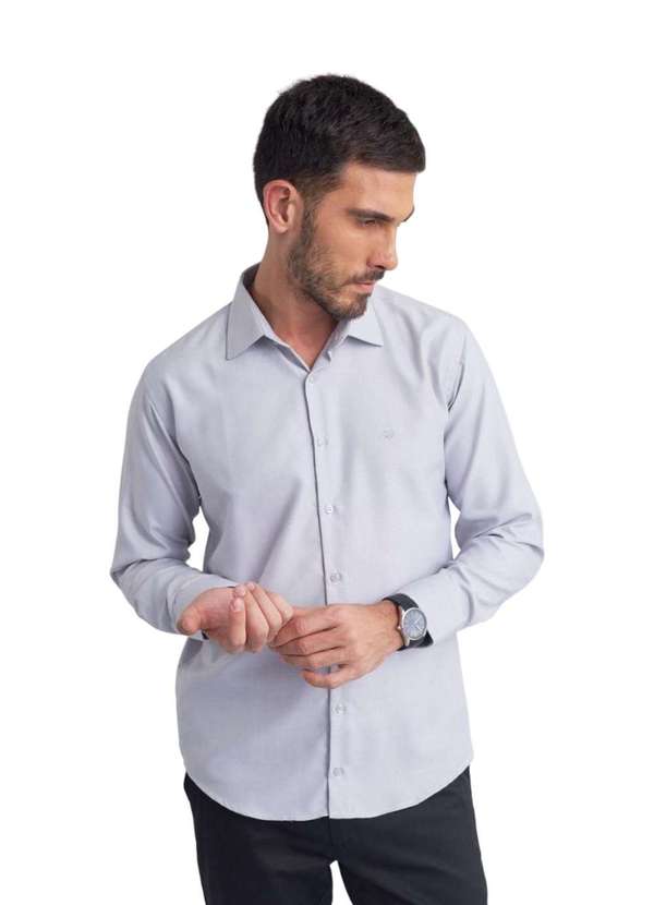 Delucca Classico - Camisa Slim Delucca Fio de Bambu Cinza Cinza