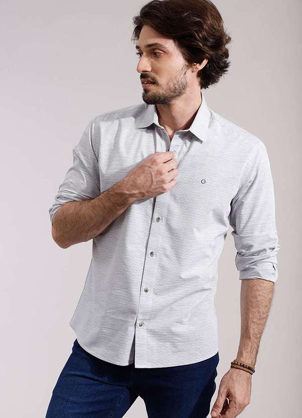 Guilherme Soul - Camisa Slim Guilherme Soul Passa Facil Cinza Cinza