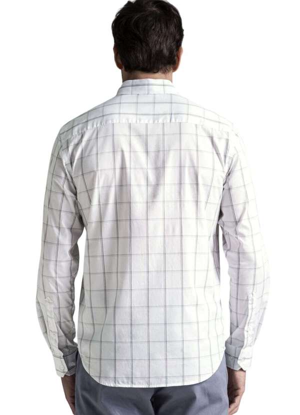 Hangar 33 - Camisa Slim Hangar 33 Xadrez Branco Branco 3