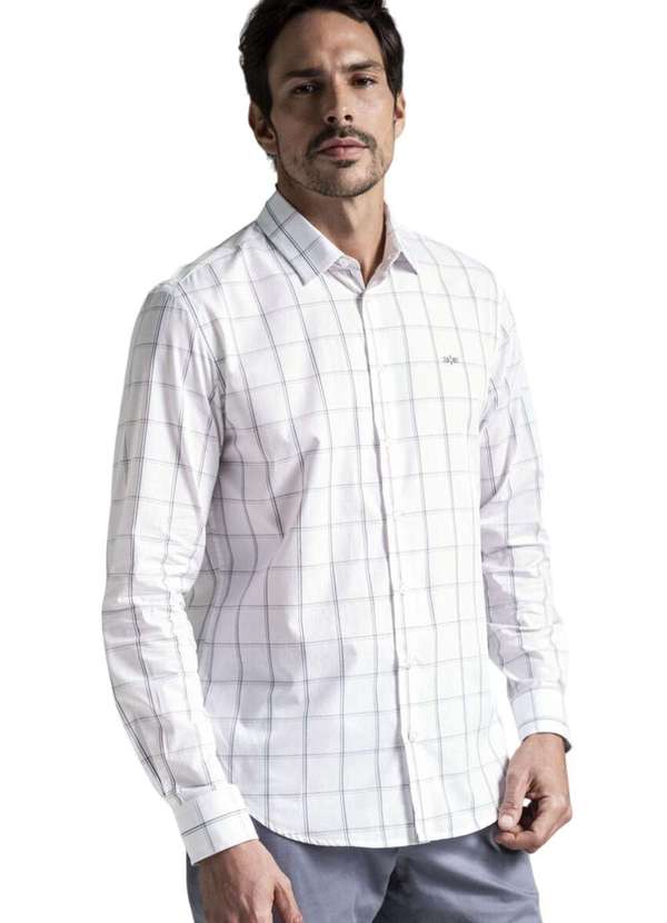 Hangar 33 - Camisa Slim Hangar 33 Xadrez Branco Branco 4