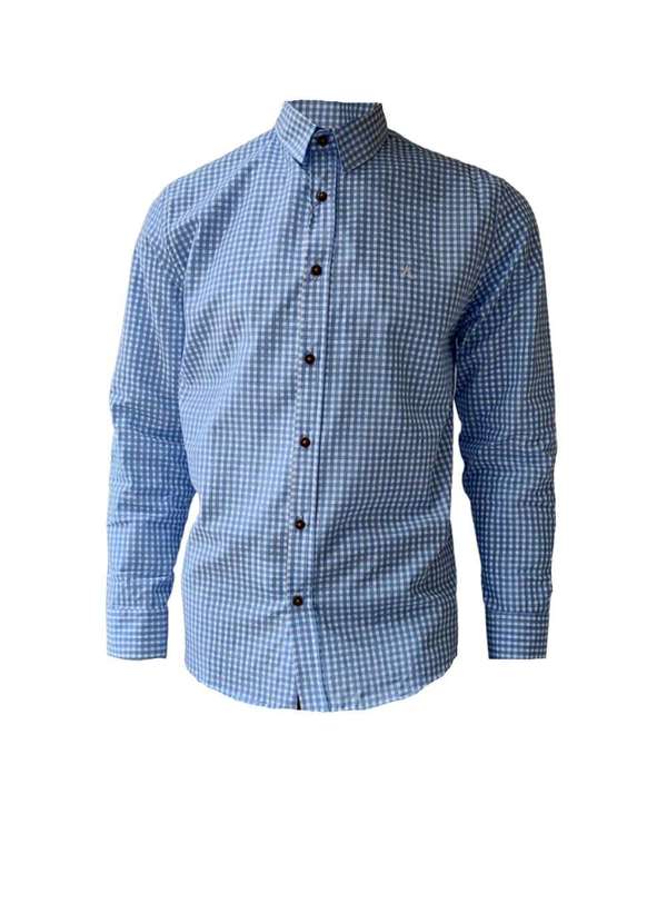 Garm - Camisa Xadrez Manga Longa Azul Azul