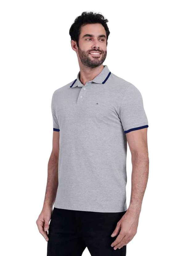 Aramis - Polo Aramis Piquet Classic Cinza e Royal Cinza