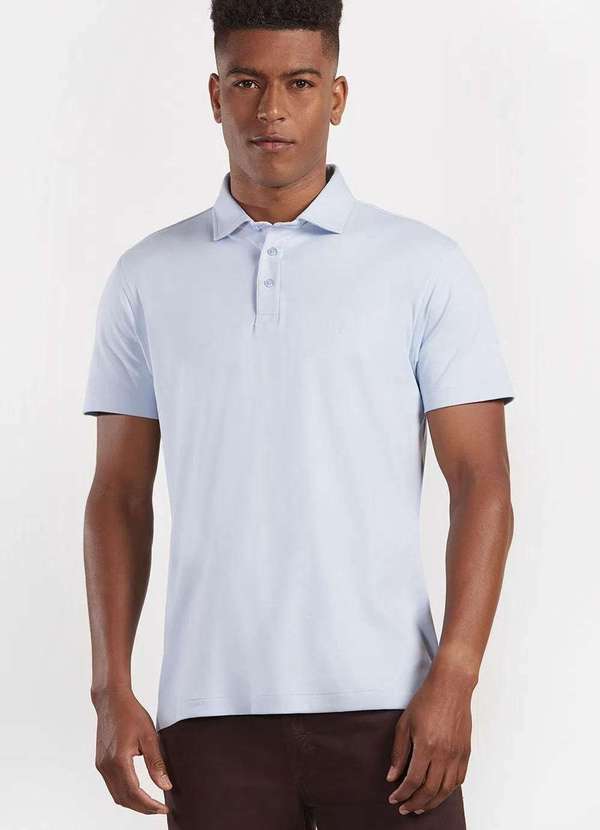 Aramis - Polo Aramis Piquet Duplo Gola Jacquard Azul Claro Azul
