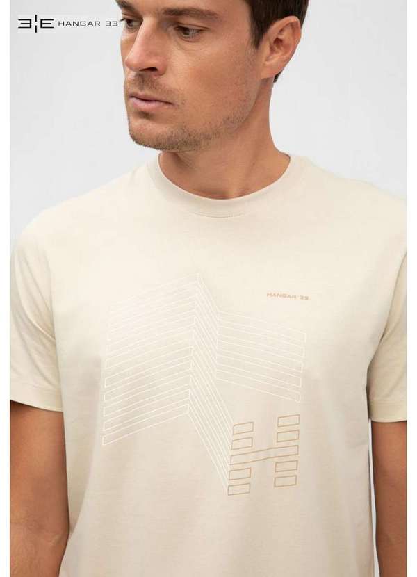Hangar 33 - Camiseta Hangar 33 em Malha Cotton Estampada Bege Bege 5