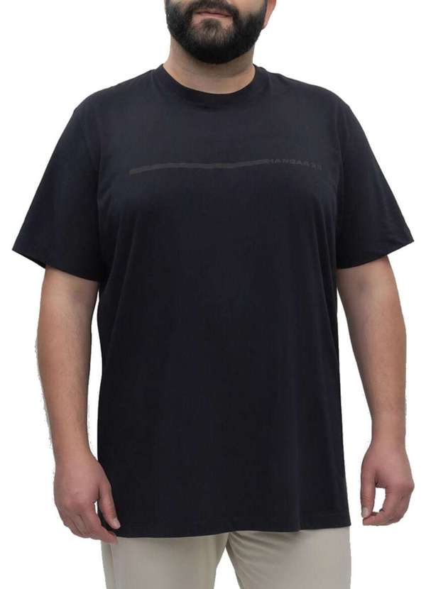 Hangar 33 - Camiseta Hangar 33 Plus Size Malha Preto Preto