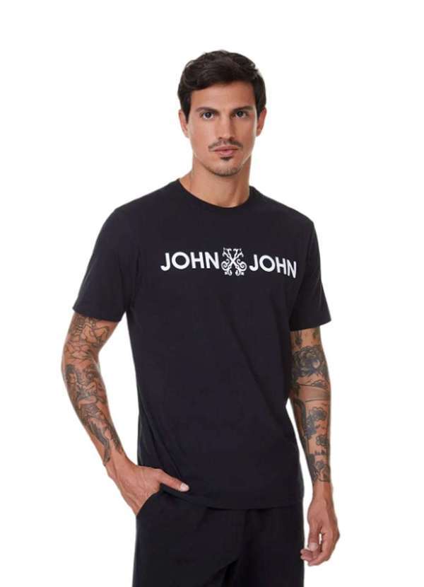 John John - Camiseta John John Regular Fit Basic Preto Preto