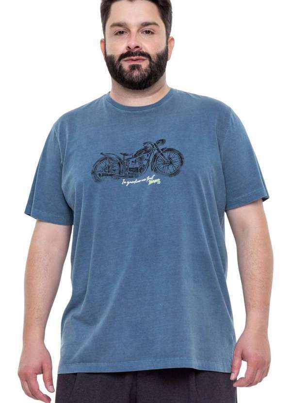 Hangar 33 - Camiseta Plus Size Hangar 33 Estonada Azul Azul