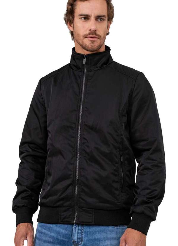 Hangar 33 - Jaqueta Bomber Hangar 33 em Nylon Preto Preto