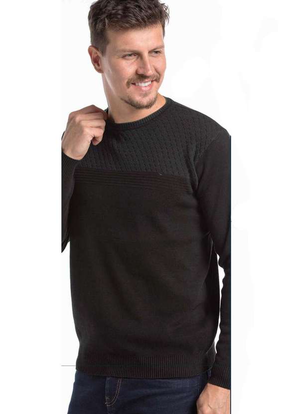 Vibrus - Suéter Vibrus Decote Redondo Preto Preto