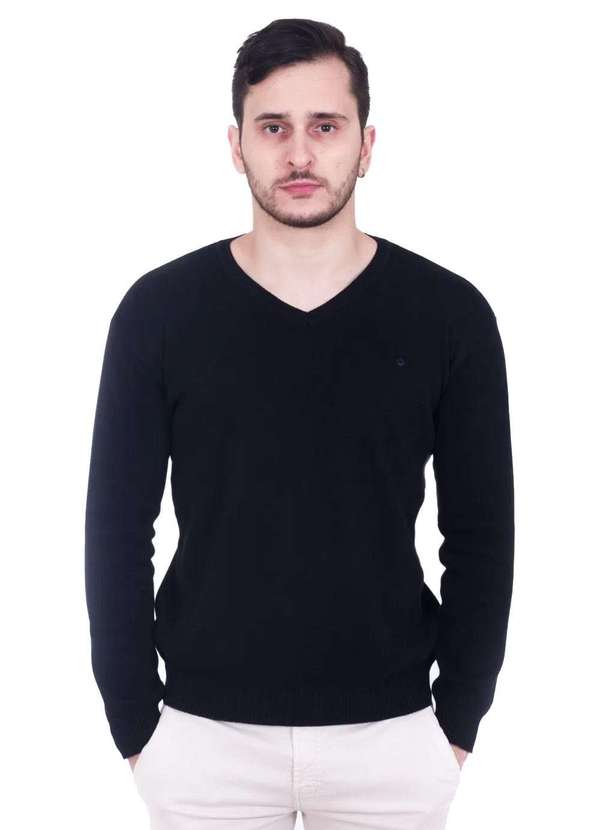 Vibrus - Suéter Vibrus Decote V Preto Preto