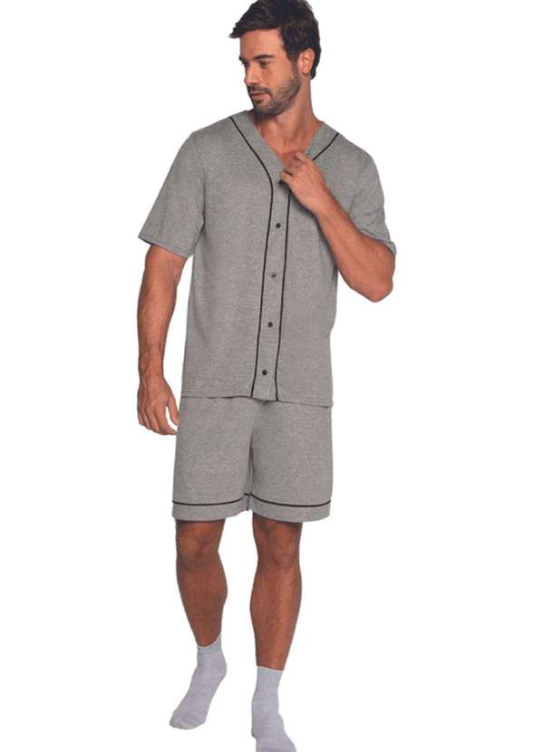 Lupo - Pijama Curto Lupo com Botoes Cinza Cinza