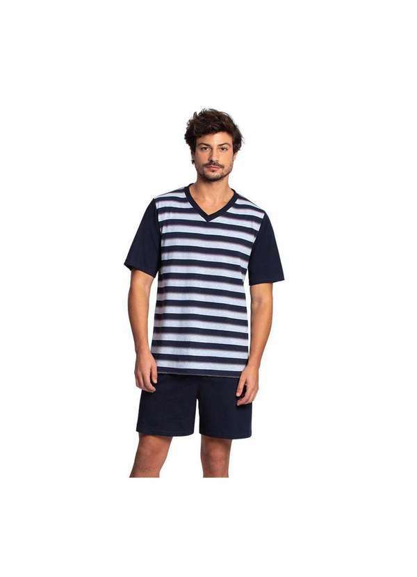 Lupo - Pijama Lupo Curto Listrado 28166-001 Azul Azul