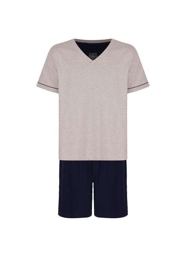 Lupo - Pijama Lupo Masculino Gola V Curto Azul Marinho Azul