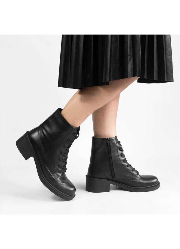 Zatta Calcados - Bota Coturno Couro Doroty Preto