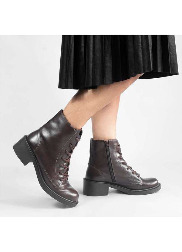 Zatta Calcados - Bota Coturno Couro Doroty Marrom