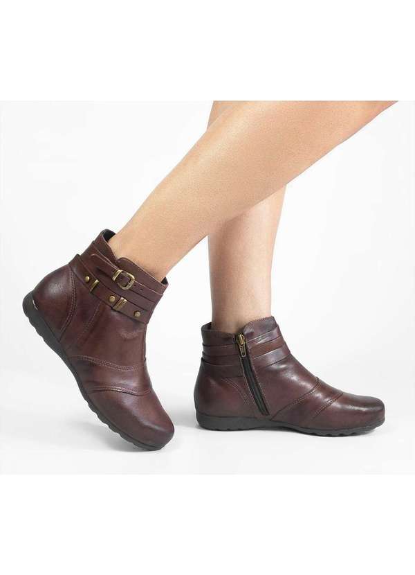 Zatta Calcados - Bota Couro Flat Fivela Rafa Marrom