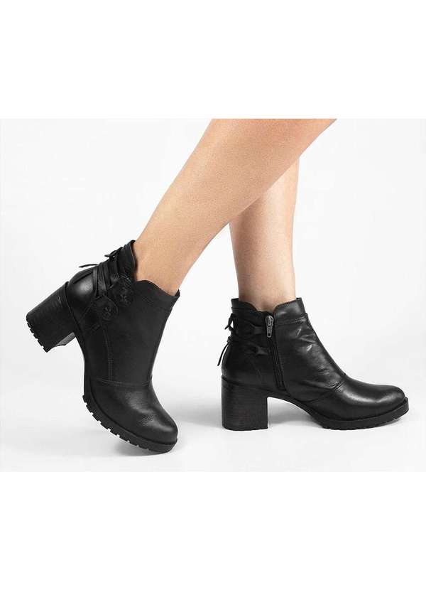 Zatta Calcados - Bota Salto Bloco no Atras Couro Marisa Preto