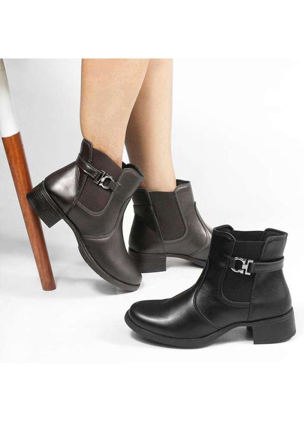 Zatta Calcados - Bota Zatta Chelsea Elastico Fivela Monique Preto 5