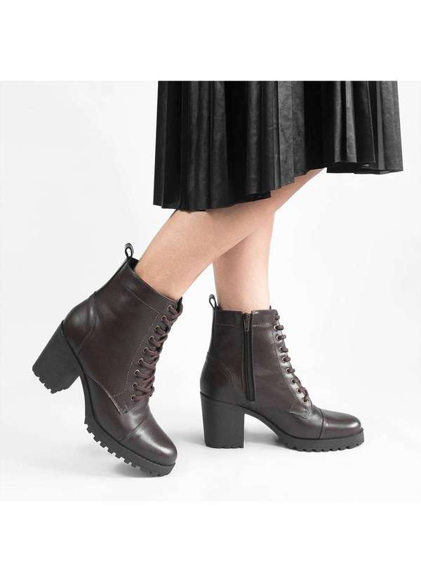 Zatta Calcados - Bota Zatta Coturno Salto Bloco Couro Duda Marrom