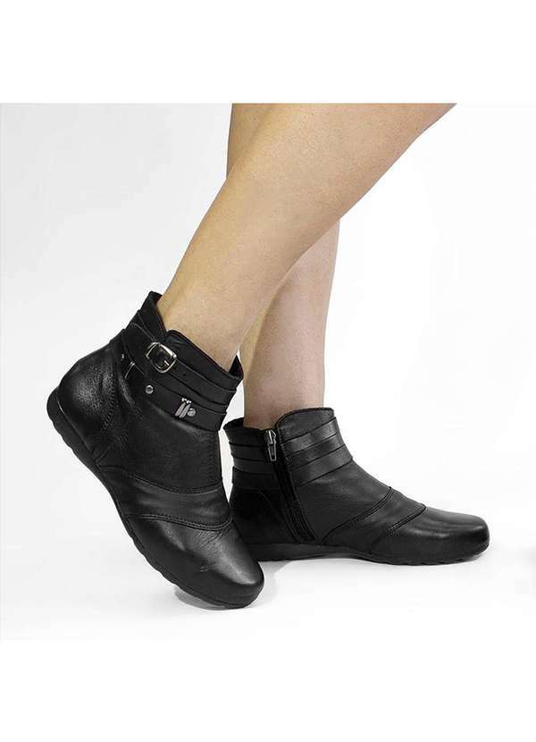 Zatta Calcados - Bota Zatta Couro Flat Fivela Rafa Preto
