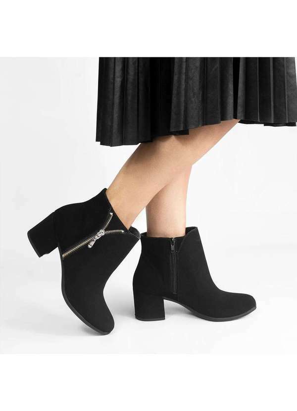Zatta Calcados - Bota Zatta Salto Bloco Ziper Lateral Rubi Nobuck Preto
