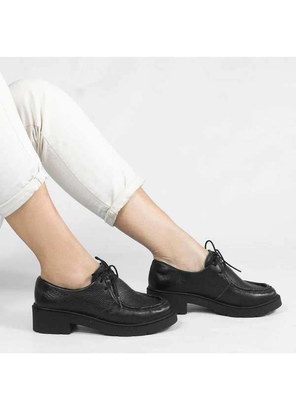 Zatta Calcados - Sapato Oxford em Couro Kelly Preto