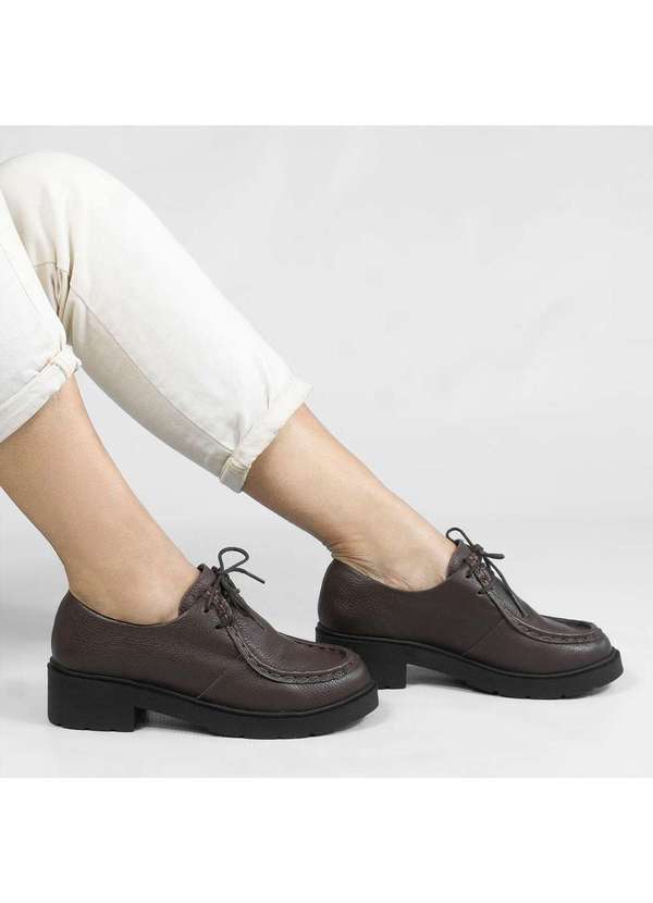 Zatta Calcados - Sapato Oxford em Couro Kelly Marrom