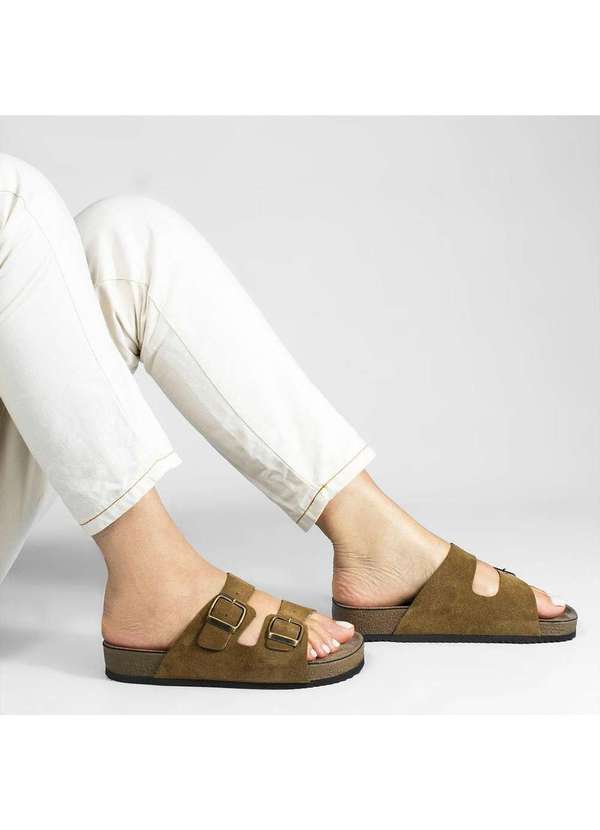 Zatta Calcados - Papete Couro Camurca Fivela Hanna Marrom