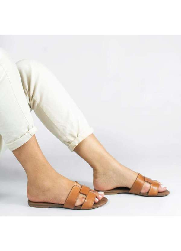 Zatta Calcados - Rasteira H Couro Milena Marrom