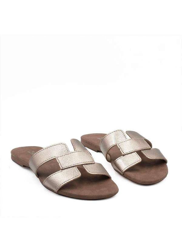 Zatta Calcados - Rasteira H Couro Milena Dourado 2